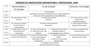 Horario de la Jornada de Orientación 2018 - Escolapios Granada Genil Colegios