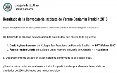 Ángela Prados Osorio, 2ª en la convocatoria de beca de estudios en EEUU en verano